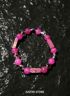 黑曜石拼接十字架手链