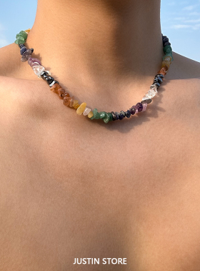 夏日彩色水晶碎石项链