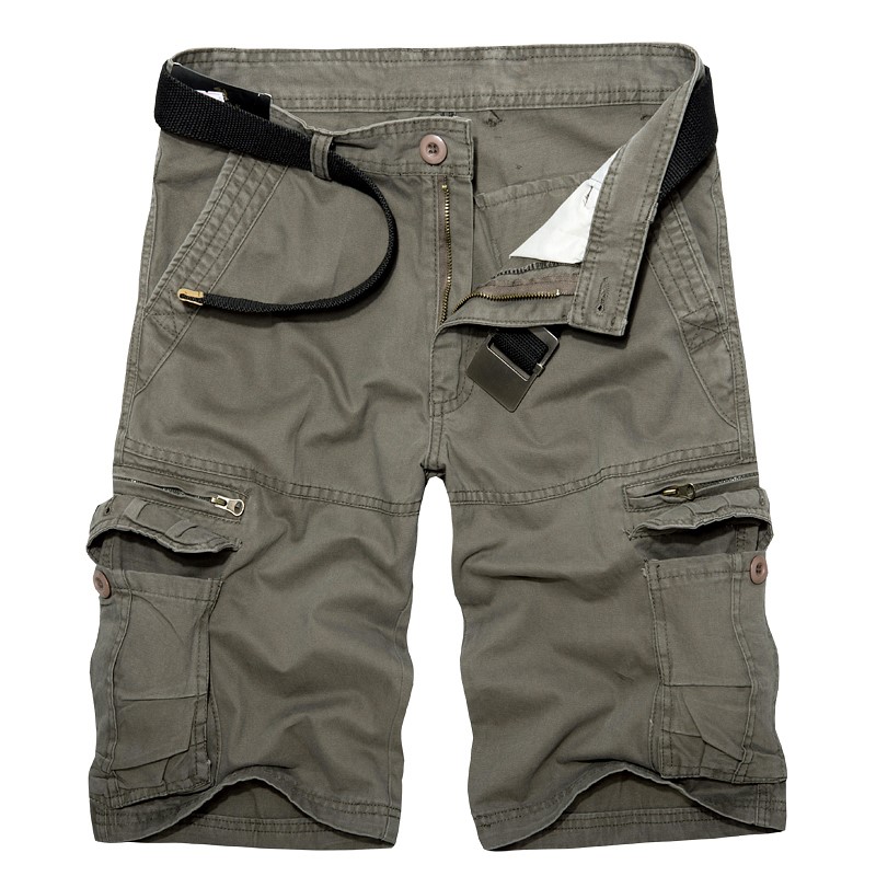 Men's Washed Cotton cargo shorts casual short pants for Male - 图1