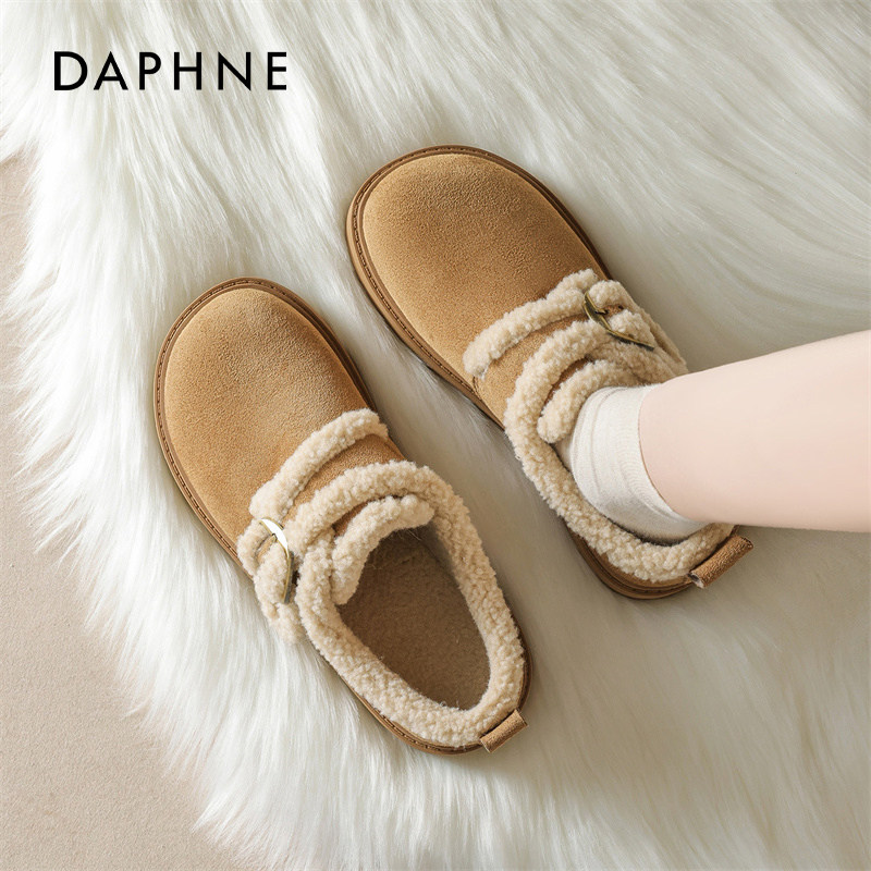 达芙妮加绒勃肯鞋女2026新款秋冬厚底休闲单鞋百搭一脚蹬懒人棉鞋,淘宝优惠券,粉丝福利购,淘宝优惠卷