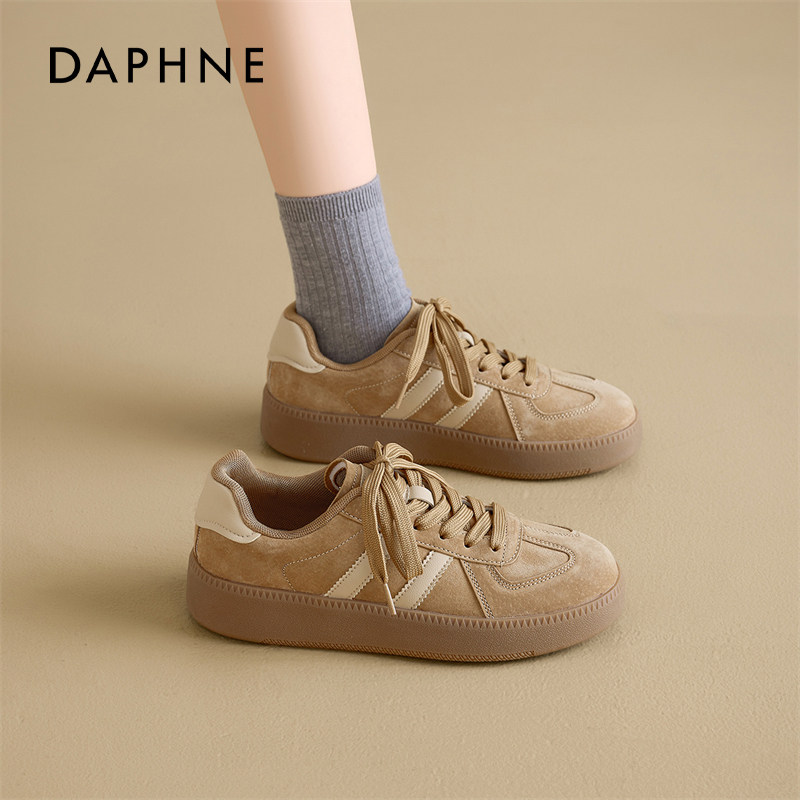 达芙妮德训鞋女2026春季新款复古休闲板鞋厚底美拉德棕色运动鞋子,淘宝优惠券,粉丝福利购,淘宝优惠卷