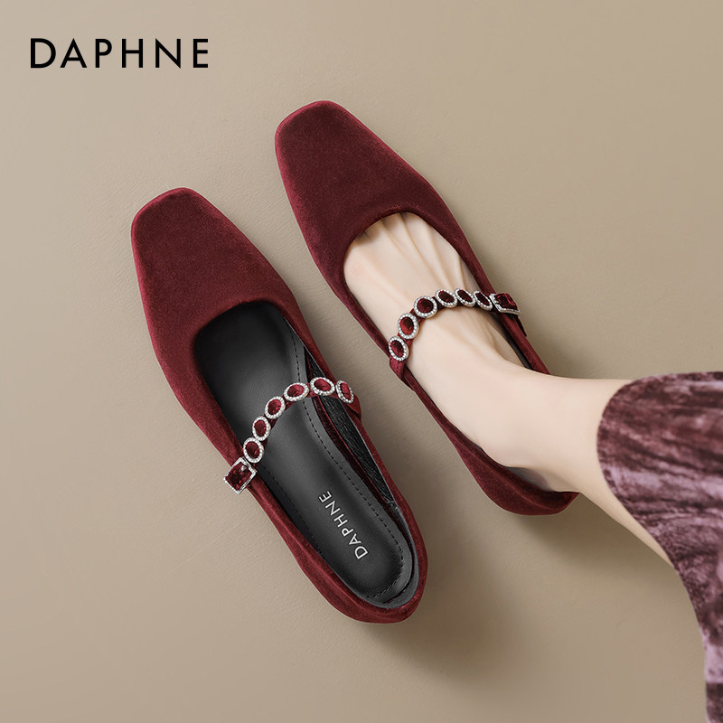 达芙妮红色婚鞋玛丽珍女2026新款秋冬粗跟复古单鞋法式伴娘新娘鞋,淘宝优惠券,粉丝福利购,淘宝优惠卷