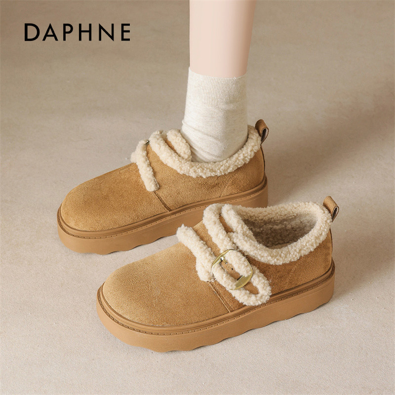 达芙妮加绒勃肯鞋女2026新款秋冬厚底休闲单鞋百搭一脚蹬懒人棉鞋,淘宝优惠券,粉丝福利购,淘宝优惠卷
