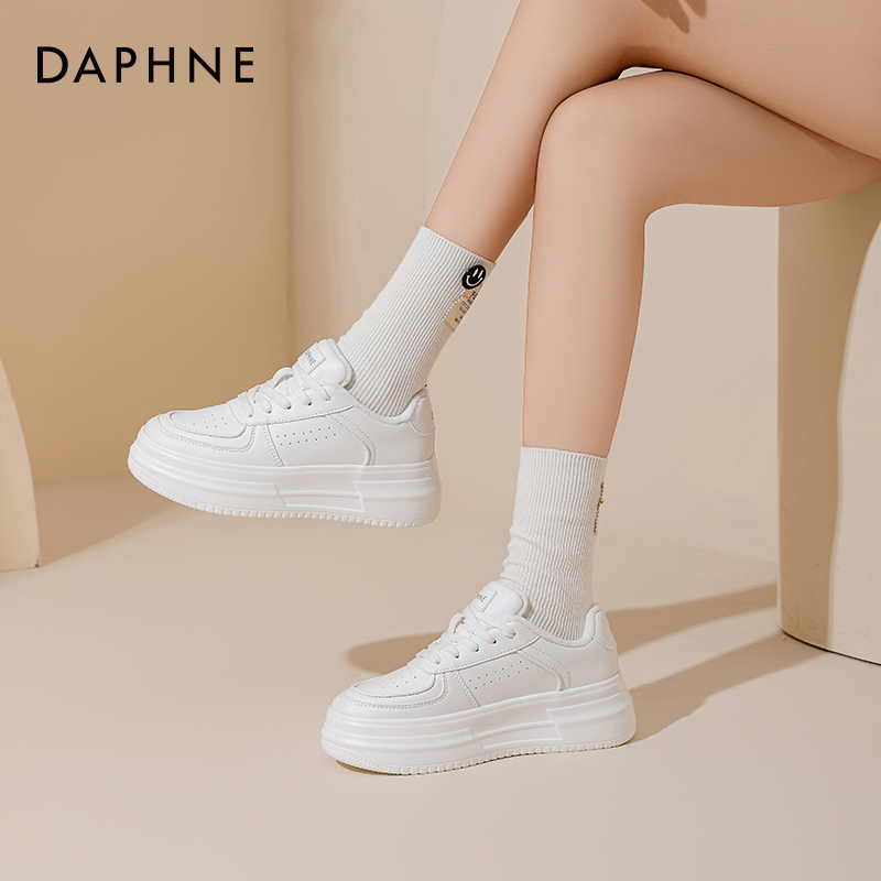 达芙妮厚底小白鞋女款2025新款爆款休闲雪地靴百搭加绒保暖鞋子女 - 图1