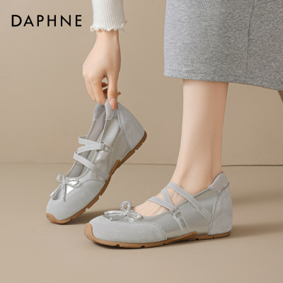 达芙妮银色浅口单鞋女运动玛丽珍