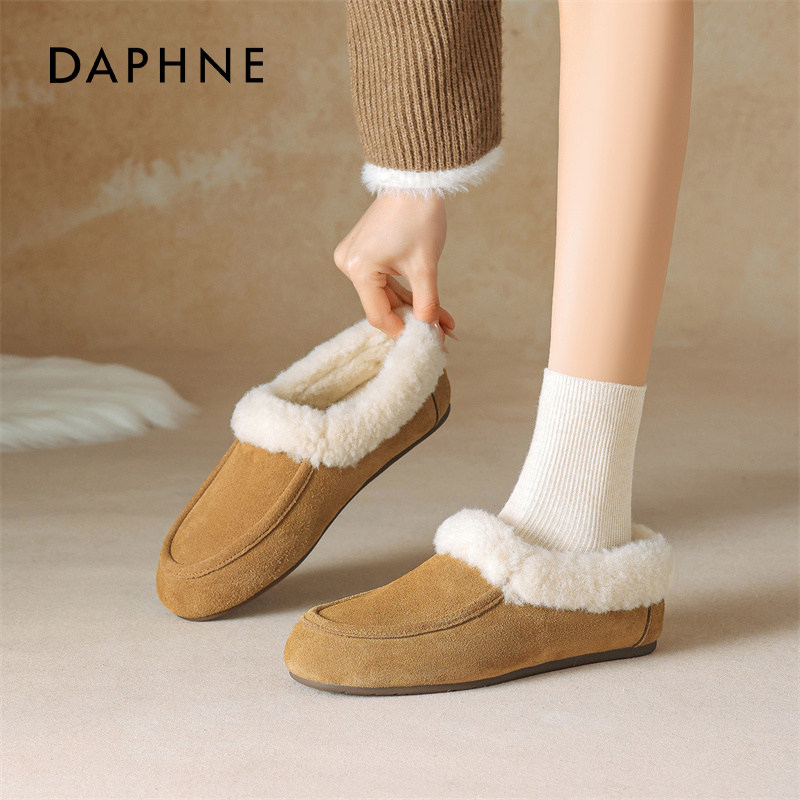 达芙妮加绒勃肯鞋雪地靴女冬季2026新款牛皮防寒保暖穆勒豆豆棉鞋,淘宝优惠券,粉丝福利购,淘宝优惠卷