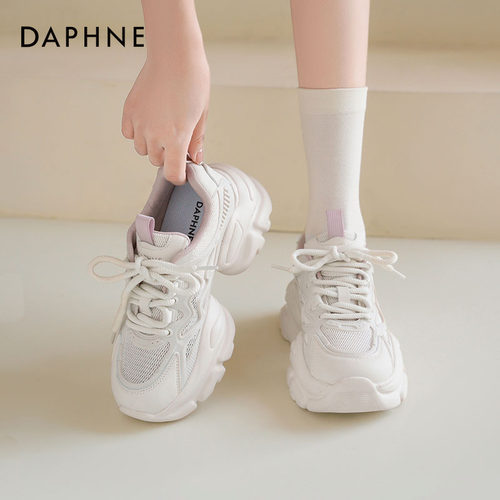达芙妮老爹鞋女款2026新款秋季增高厚底女鞋子白色休闲运动鞋女款 - 图0