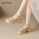 达芙妮厚底凉鞋女2025新款夏季外穿增高露趾法式粗跟沙滩凉鞋女款