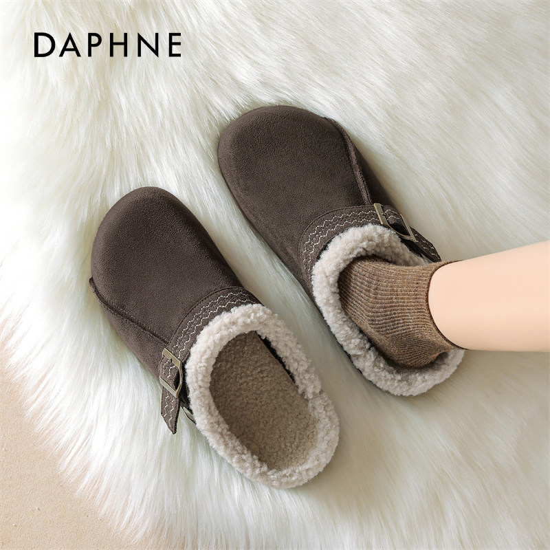 达芙妮厚底勃肯鞋女2026新款冬季保暖毛毛雪地靴孕妇单鞋加绒棉鞋,淘宝优惠券,粉丝福利购,淘宝优惠卷