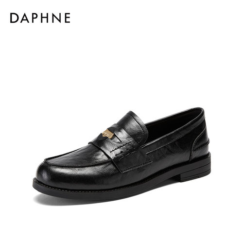 达芙妮乐福鞋女2026新款黑色小皮鞋女英伦风鞋子女学院风平底单鞋 - 图0