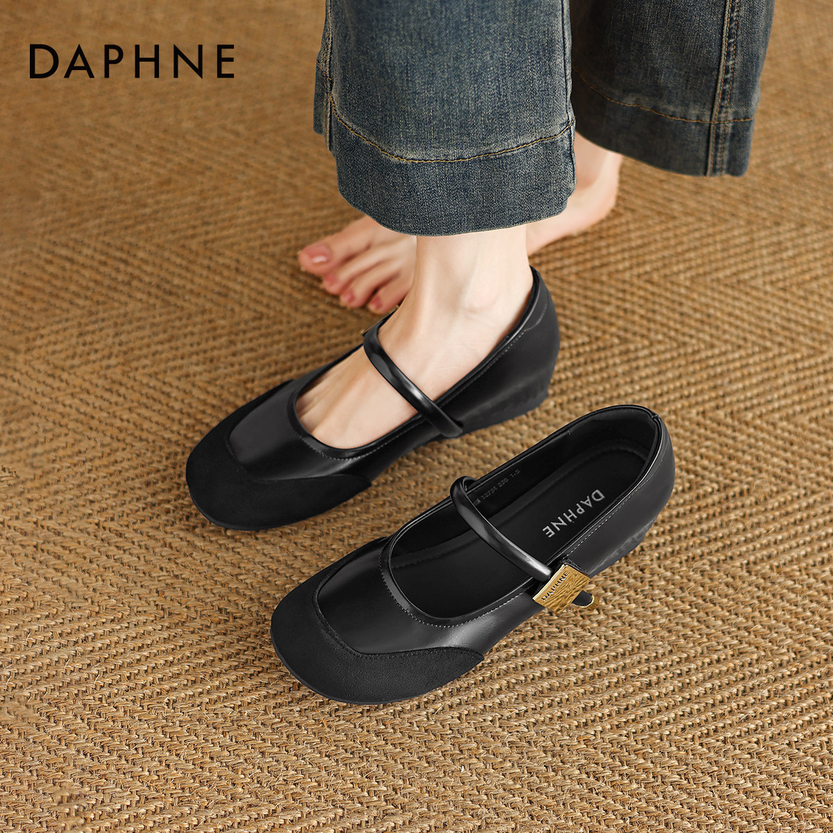 达芙妮红色单鞋女2026新款秋季平底鞋玛丽珍女性内增高勃肯小皮鞋,淘宝优惠券,粉丝福利购,淘宝优惠卷