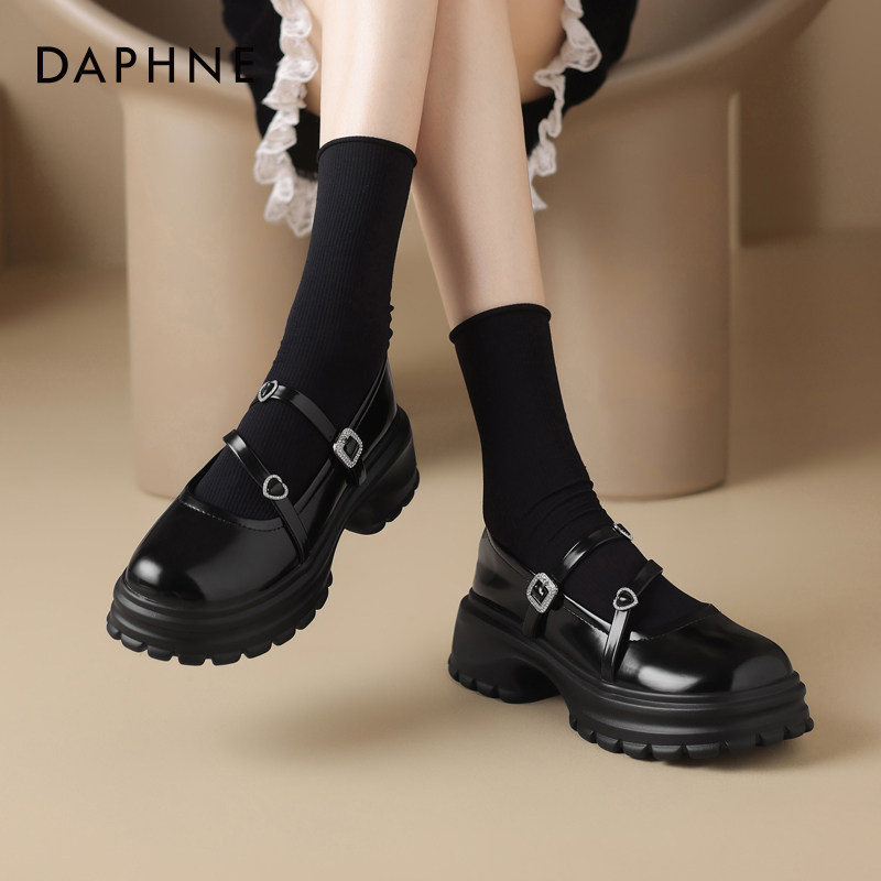 达芙妮厚底玛丽珍女鞋2026新款春季单鞋高跟小皮鞋冬季法式乐福鞋,淘宝优惠券,粉丝福利购,淘宝优惠卷