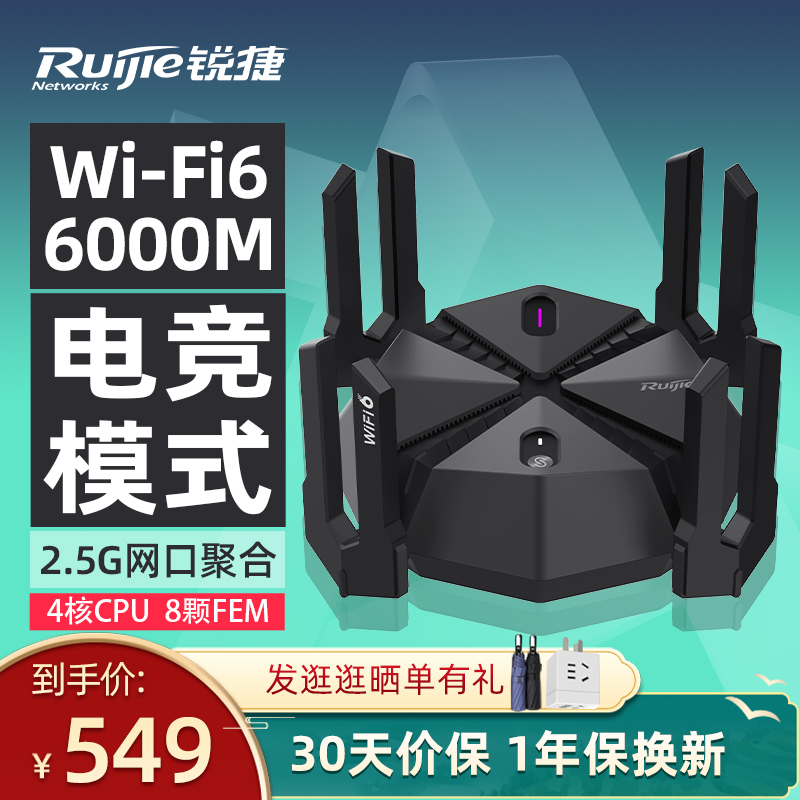 【顺丰】锐捷天蝎路由器星耀X60 Pro游戏加速家用千兆无线WiFi6 2.5G网口AX6000双WAN宽带端口聚合官方旗舰店-图2