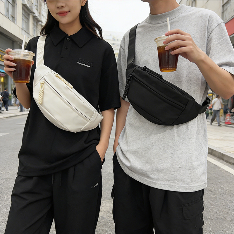 Large-capacity crossbody cycling chest bag for women 2026 new waist bag women's shoulder bag men's sports trendy brand simple solid color