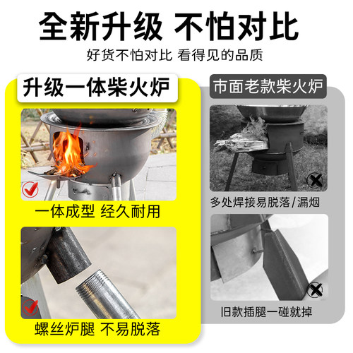 柴火灶烧木柴家用新款户外炉具农村移动地锅灶大锅灶台烧木柴炉子 - 图0