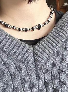 Qingdao Meilin Niche Design Necklace Spot Stone Irregular Bl