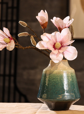 新中式景德镇陶瓷花瓶摆件现代禅意客厅玄关干花插花艺腊梅装饰品