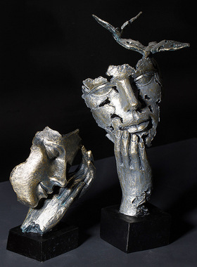 北欧沉默是金人物人脸摆件树脂复古创意艺术客厅电视柜家居装饰品