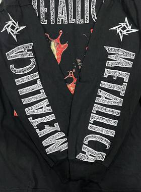 罕见！水洗重磅破洞tee！Metallica1996专辑Load高街长袖T恤