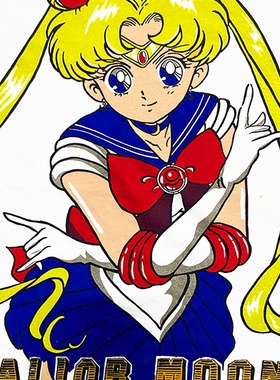 Sailor Moon 美少女战士主角大印花复古做旧Oversize重磅长袖T恤