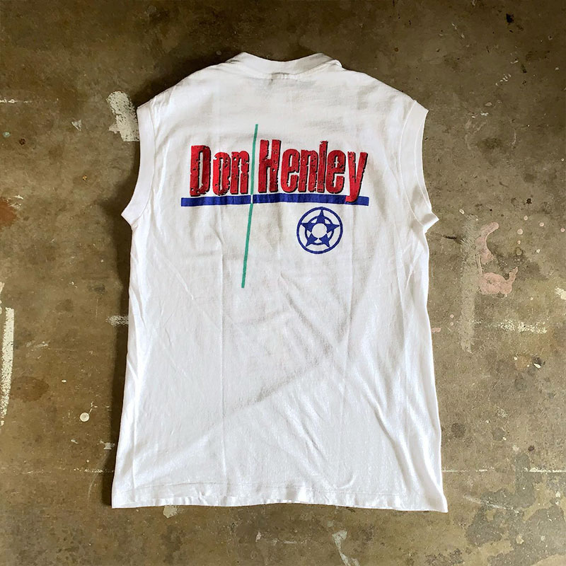 90S Rare Don Henley short sleeves亨利复古摇滚美式砍袖背心vtg-图1