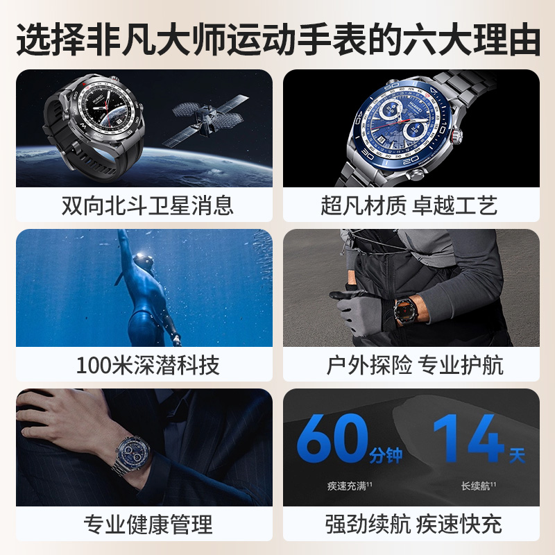 【咨询立减550】华为非凡大师手表WATCH Ultimate智能手表专业户外潜水长续航运动健康黄金腕表北斗卫星消息 - 图1