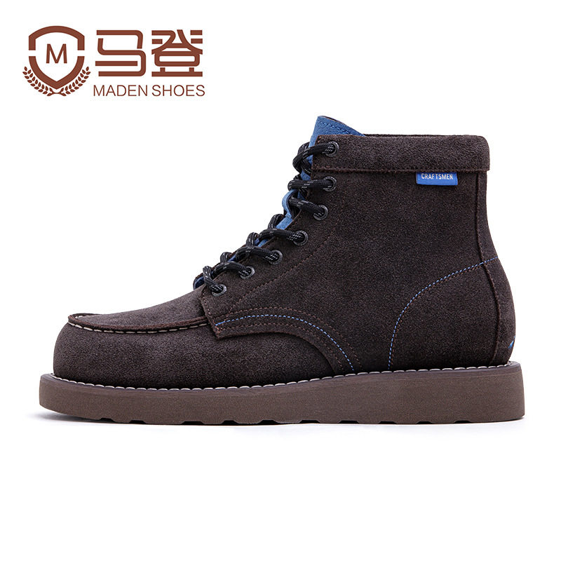 马登莫卡辛工装靴秋冬新款男士翻毛真皮厚底中筒美式复古马丁靴子,淘宝优惠券,粉丝福利购,淘宝优惠卷