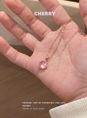 精致猫眼石吊坠项链女夏天轻奢小