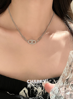 法式凯旋门猪鼻子钛钢项链