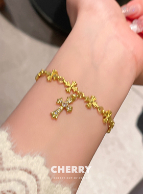 黄金色克罗十字架手链女