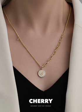 秋冬山茶花项链轻奢高级感毛衣链