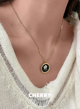 中古风小清新绿色小雏菊项链