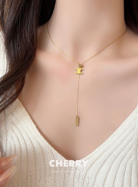 字母C爱心星星钛钢项链女项链