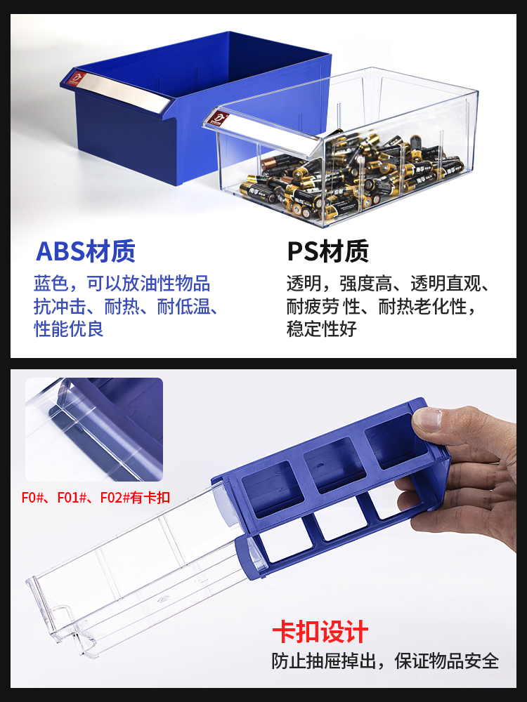 零件收纳盒组合式塑料抽屉盒螺丝元件储物盒货架物料盒子工具柜 - 图1