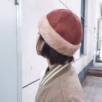 Day Ensemble Soft Hair Suede Suede Beret Beret Female Teen Girl Cute Lamb Hair Landlord Hat Autumn Winter Warm Melon Peel Cap Man
