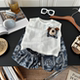 Pine sleeveless vest set season new children's Korean version cool 2025 summer wide style boy hollow thin style