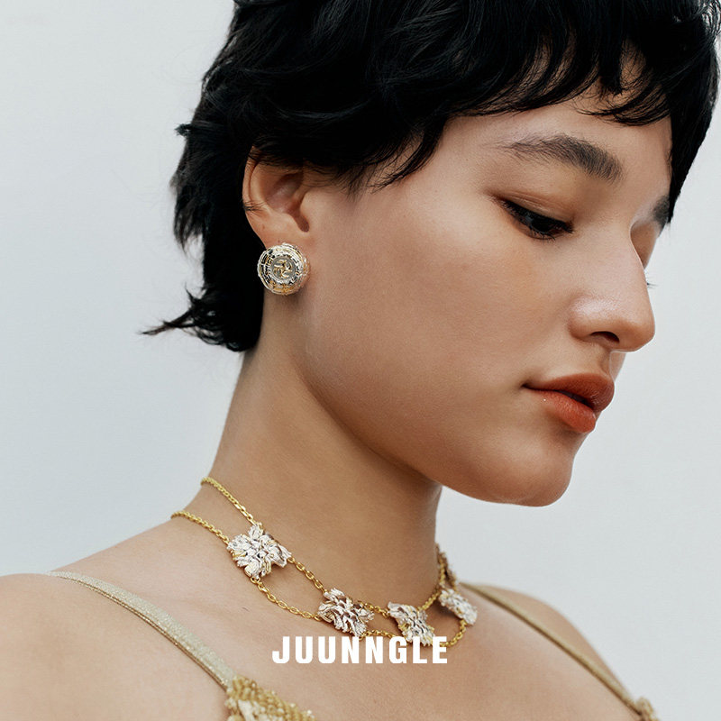 Juunngle洲谷粗花呢耳钉女轻奢小众春夏耳坠饰品送女友高级礼物潮,淘宝优惠券,粉丝福利购,淘宝优惠卷