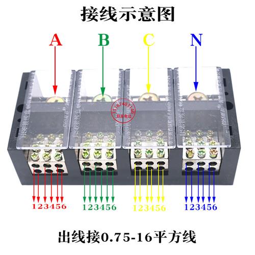 包邮 四进二十四出接线盒380v三相四线电缆接线端子 铜线排分线器 - 图1