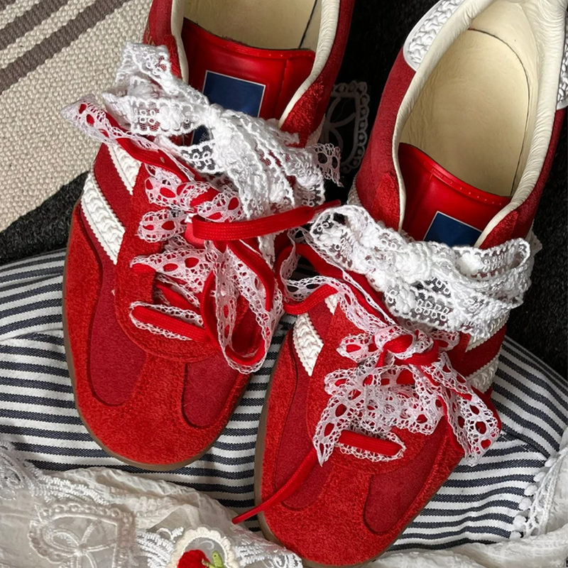 微松鞋带适用阿迪samba德训鞋结婚鞋花diy蕾丝鞋绳装饰品珍珠配饰 - 图1