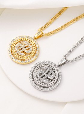 women necklace chocker直供项链仿真美元符镶钻首饰吊坠专供轻奢