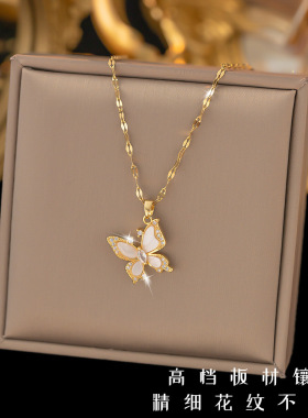 women necklace ladies不掉色钛钢项链女百搭小众饰品感精致网红