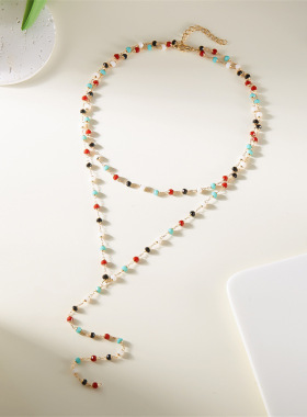 women necklace ladies欧美项链女双层彩色金属锁骨luxury choker