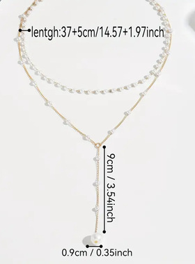 women necklace时尚双层流苏仿珍珠项链轻奢小众创意设计百搭风格