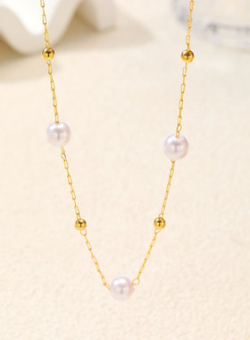 women necklace ladies欧美热销仿珍珠项链女简约时尚冷淡风金属
