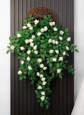 仿真玫瑰假花藤条蔓壁挂缠绕空调水管道遮挡装饰客厅吊顶塑料植物