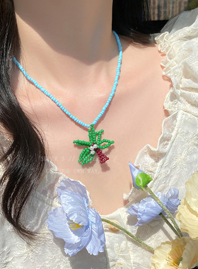 泰国迷你椰子树吊坠串珠项链配饰