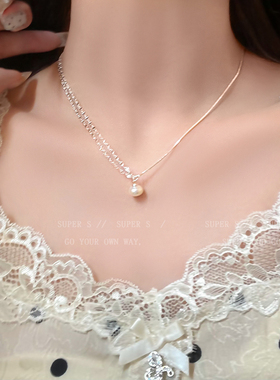 高级感拼接珍珠项链毛衣链