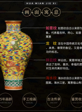 钟家窑景德镇陶瓷九龙纹梅瓶