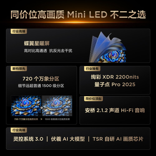 TCL 75T7L Pro 75英寸 QD-Mini LED 华星蝶翼星曜屏电视 - 图2