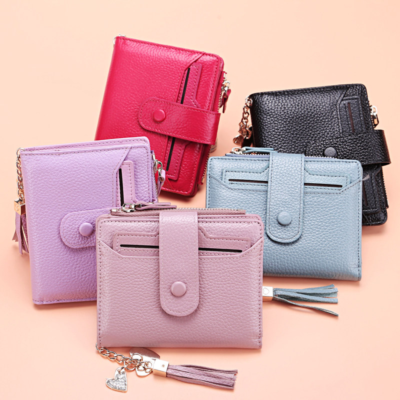 真头层女式可爱简约流苏小牛皮钱包 starfruit钱包